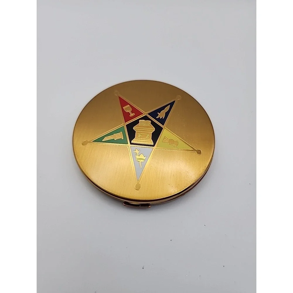 Vintage Elgin American Order Of Eastern Star Masonic 1950s Round Compact READ